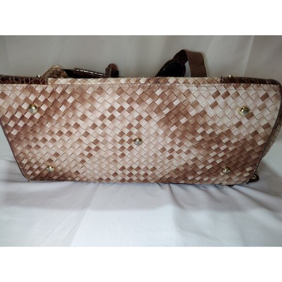 Samantha Brown Croco-Embossed Dowel Travel Bag Tote Work Weekender CARAMEL BEIGE - Picture 7 of 16